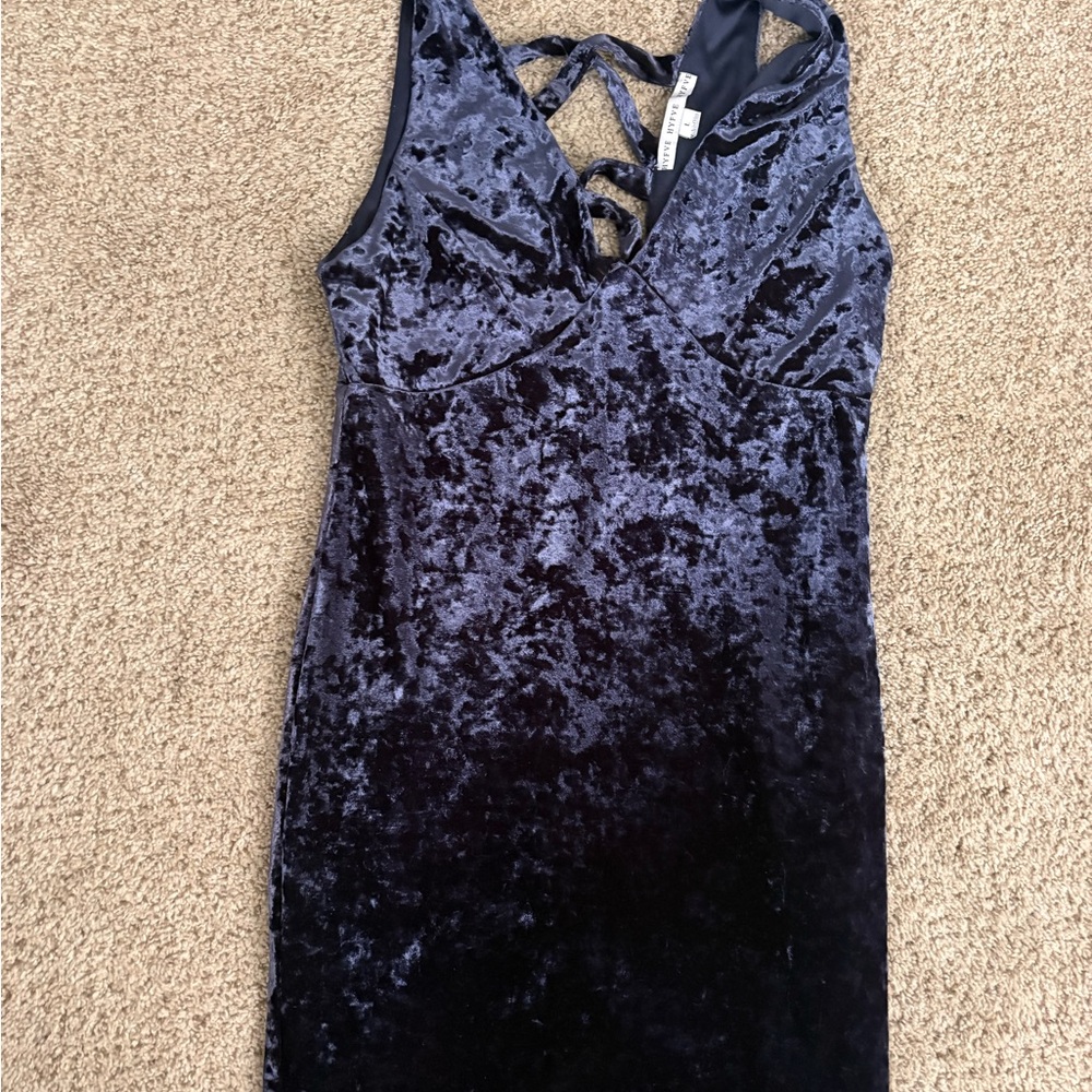 Velvet Sleeveless Dress in Dark Blue